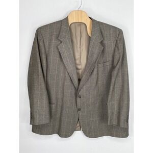 Di Vacchi Mens Blazer 54L Sport Coat Tan Blue Glen Plaid Check
